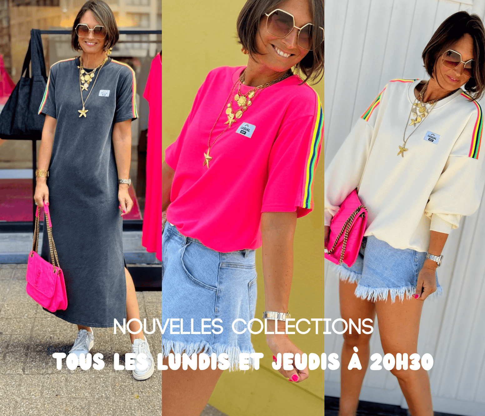 mode femme nouvelle collection été femmes enceintes classe et chic robes longues, baskets SUN28 , robes habillées, sequins, sweats, tendance mode